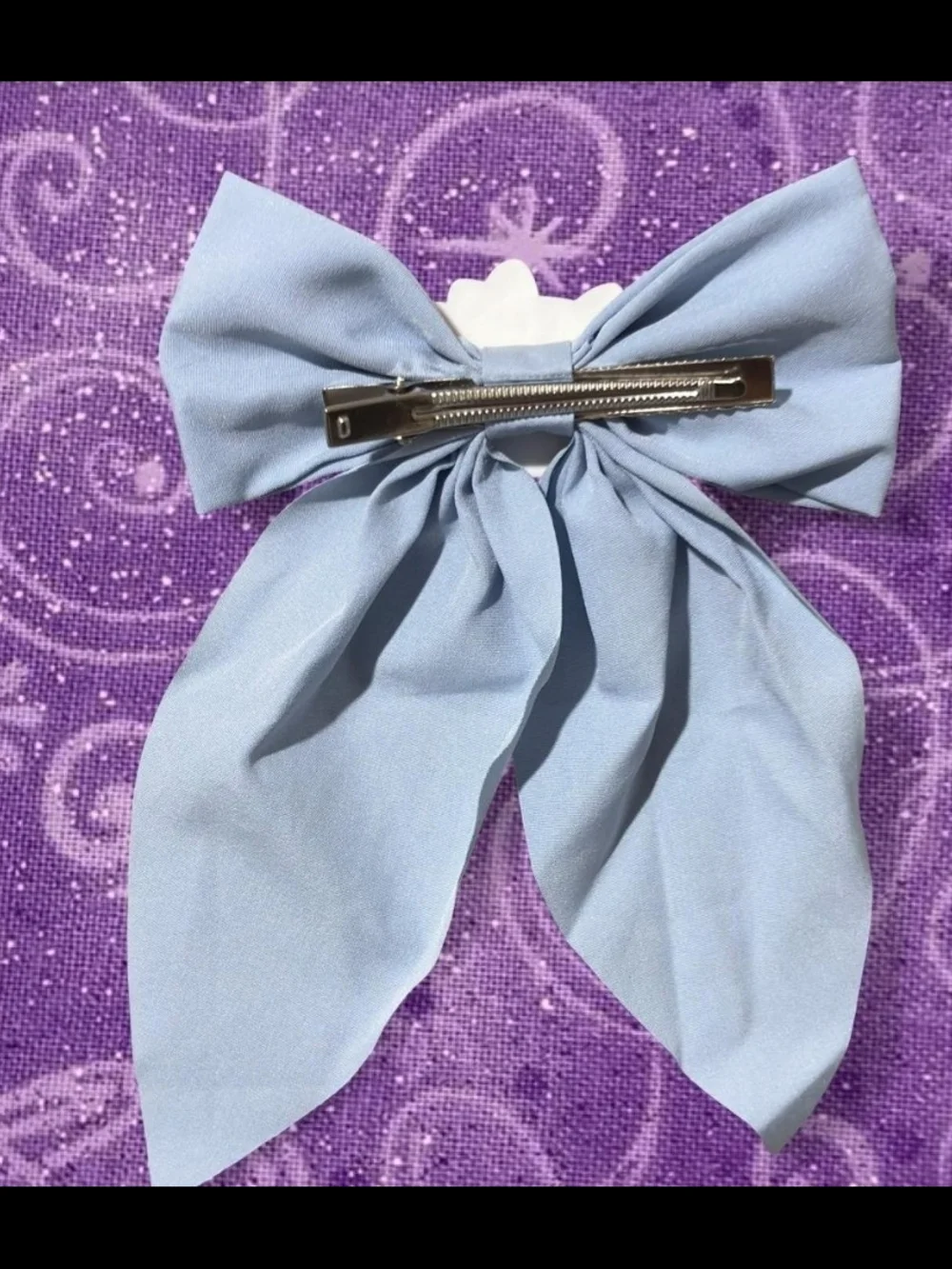Hello Kitty Light Blue Fabric Bow with Pink Accent